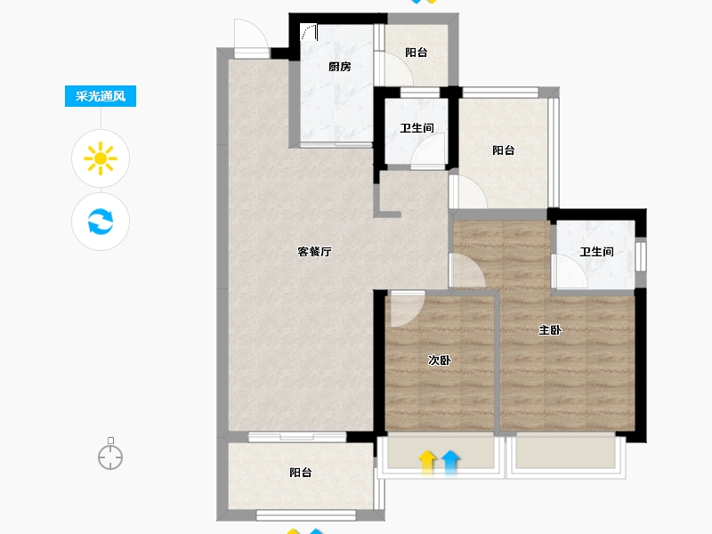 广东省-惠州市-金科颐景园-74.70-户型库-采光通风