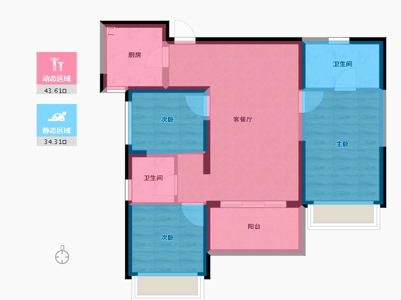 云南省-昆明市-招商公园大道-68.82-户型库-动静分区