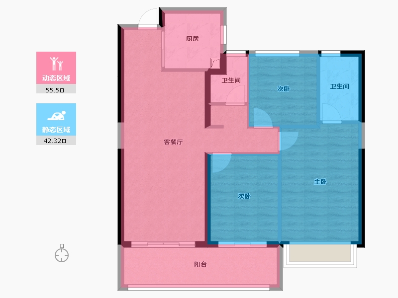 云南省-昆明市-招商公园大道-88.41-户型库-动静分区