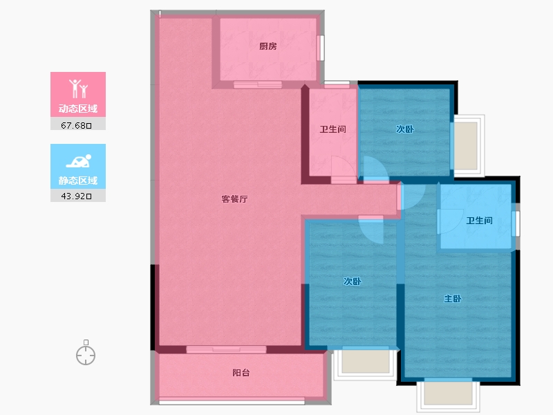 陕西省-咸阳市-宇宏健康花城-100.01-户型库-动静分区