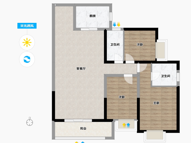 陕西省-咸阳市-宇宏健康花城-100.01-户型库-采光通风