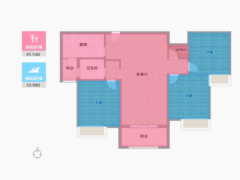 陕西省-咸阳市-东郡天下-94.41-户型库-动静分区