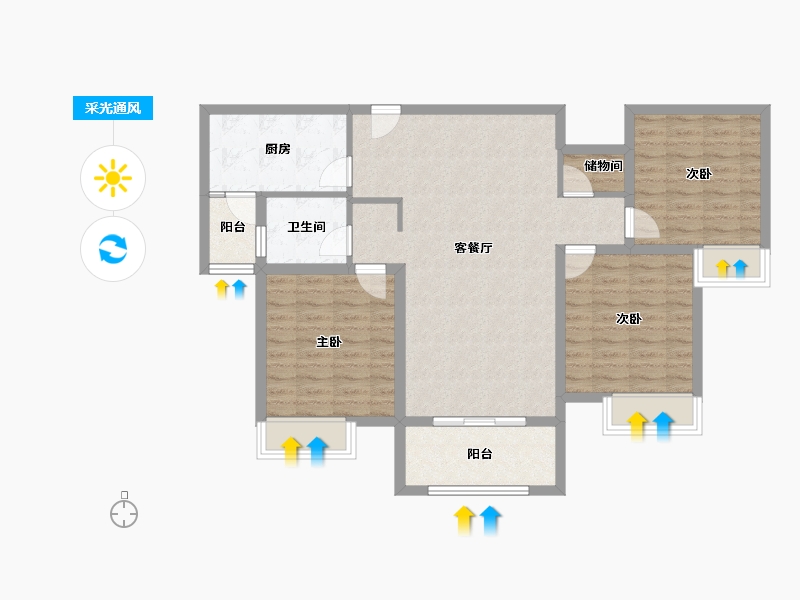 陕西省-咸阳市-东郡天下-94.41-户型库-采光通风