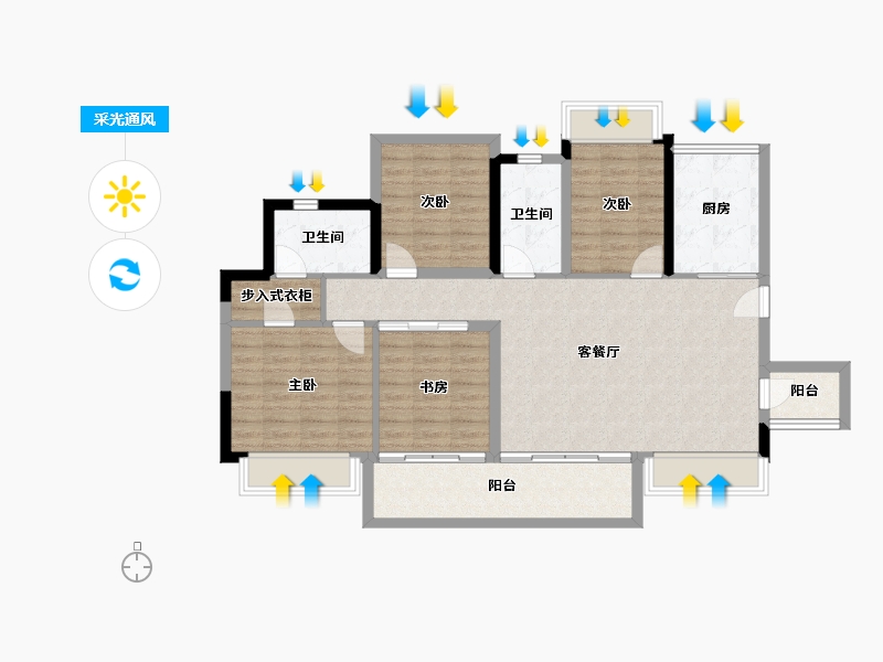 四川省-内江市-嘉宏未来方舟-102.46-户型库-采光通风