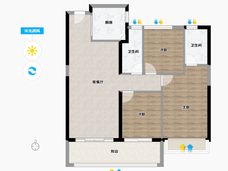 云南省-昆明市-招商公园大道-91.28-户型库-采光通风