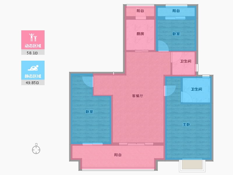 河南省-南阳市-森雷京豫华庭-96.60-户型库-动静分区