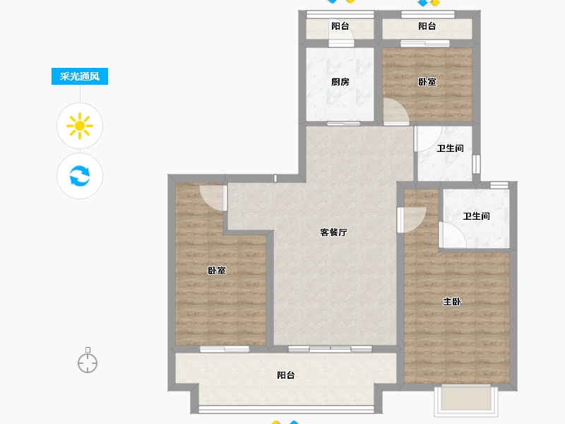 河南省-南阳市-森雷京豫华庭-96.60-户型库-采光通风