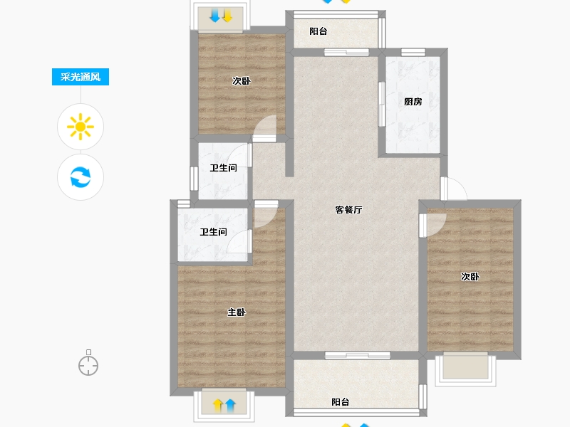 江西省-抚州市-乐安中大府-93.60-户型库-采光通风