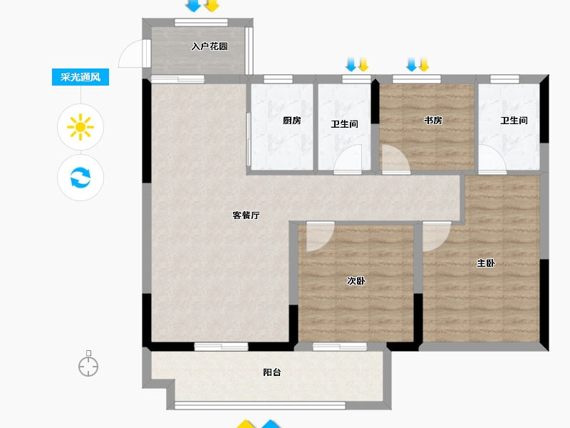 江西省-抚州市-山水文城-92.00-户型库-采光通风