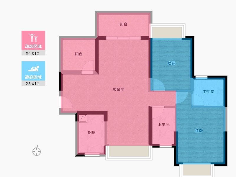 广东省-惠州市-惠阳雅居乐花园-72.60-户型库-动静分区