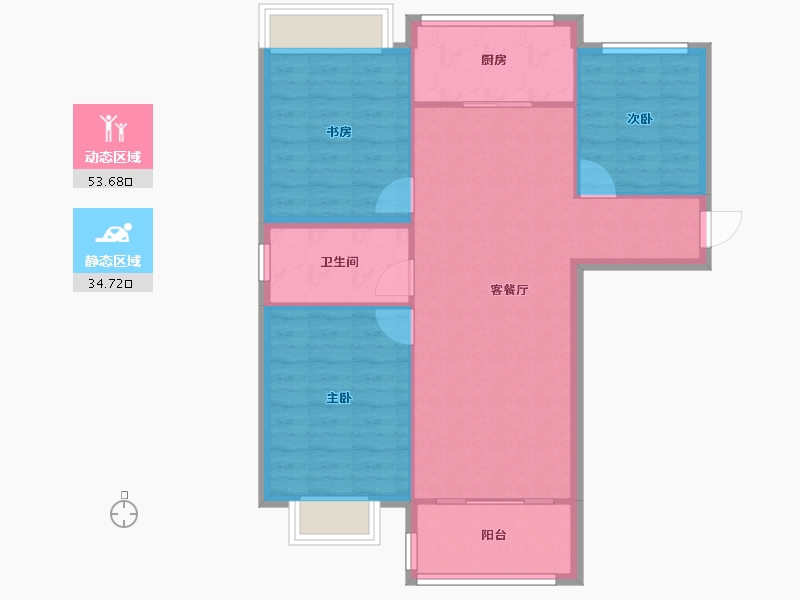 陕西省-西安市-龙发天泉湾-80.57-户型库-动静分区