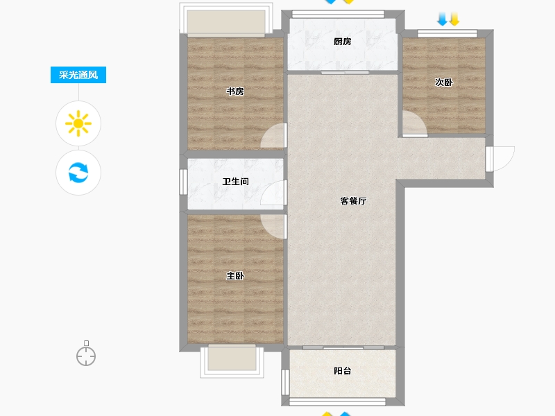 陕西省-西安市-龙发天泉湾-80.57-户型库-采光通风