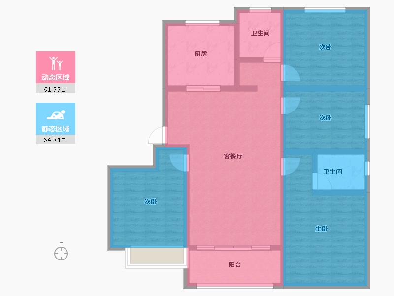 山东省-聊城市-泰润嘉苑-112.35-户型库-动静分区