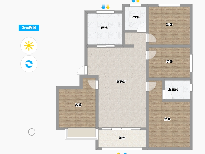 山东省-聊城市-泰润嘉苑-112.35-户型库-采光通风