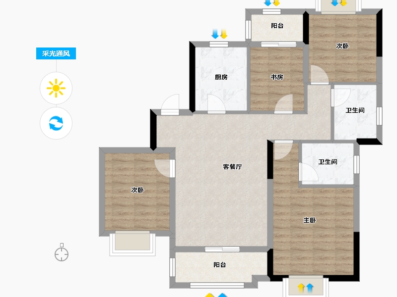 贵州省-遵义市-新城悦隽风华-95.00-户型库-采光通风