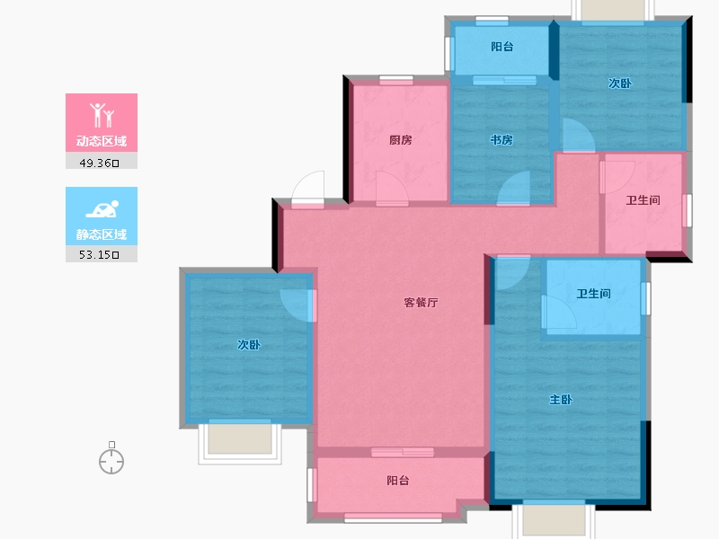 贵州省-遵义市-新城悦隽风华-95.00-户型库-动静分区