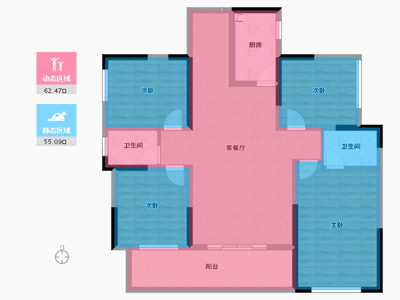 四川省-宜宾市-恒润安宁府-104.34-户型库-动静分区