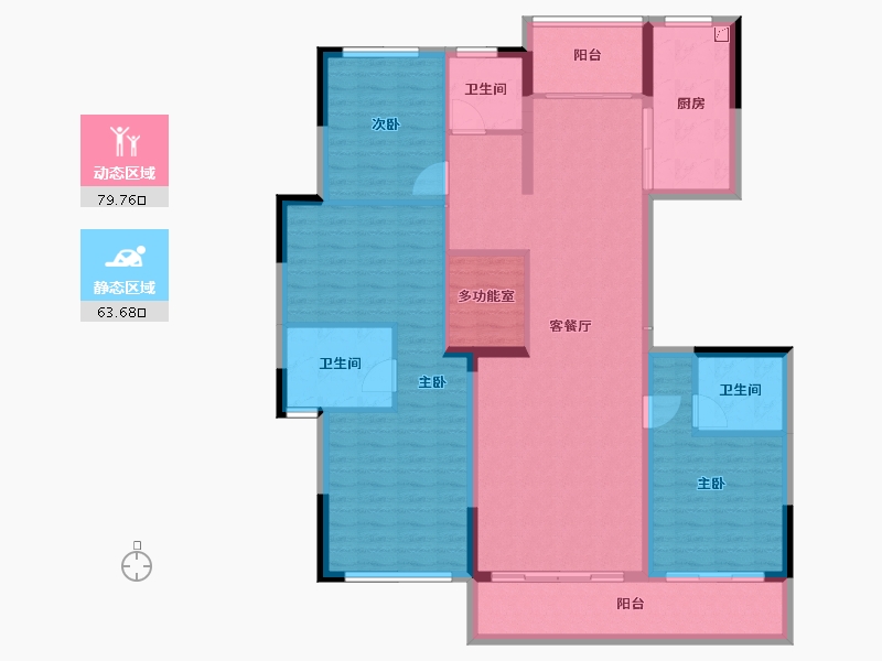 云南省-昆明市-世博生态城蓝湖邻里​-128.87-户型库-动静分区