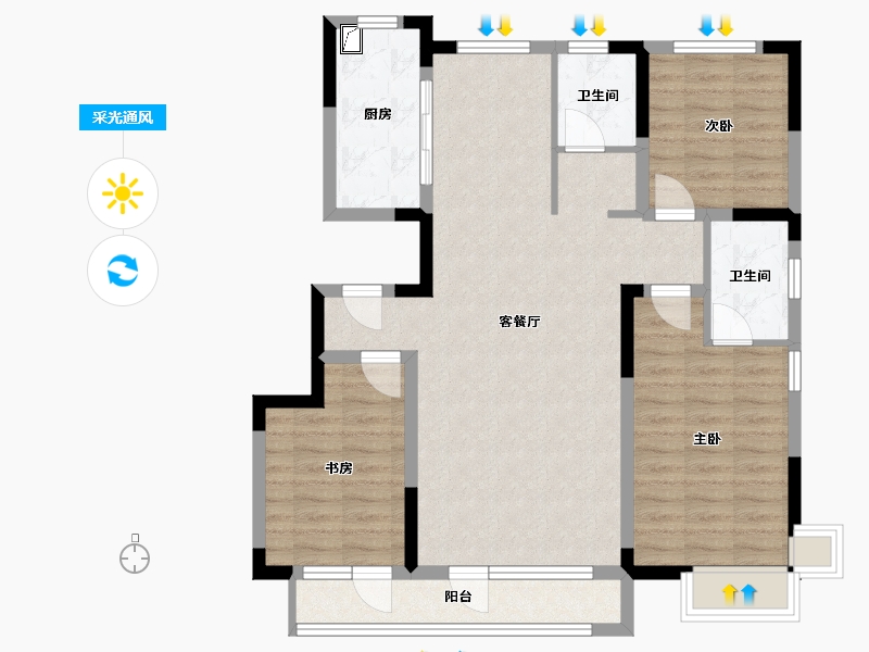 辽宁省-鞍山市-颐和城-二期-88.00-户型库-采光通风