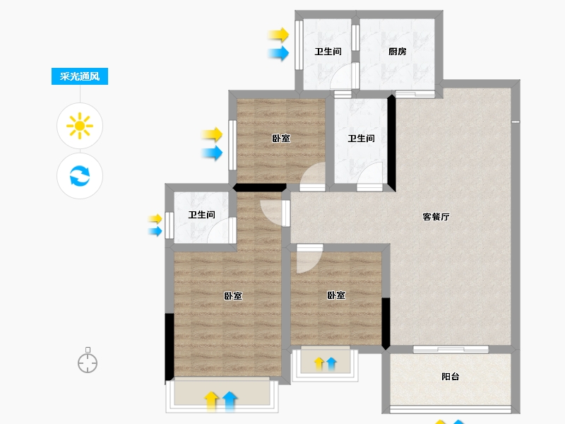 四川省-南充市-远达雲湖天著-84.19-户型库-采光通风