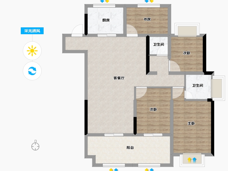 河南省-驻马店市-兴悦悦府-102.96-户型库-采光通风