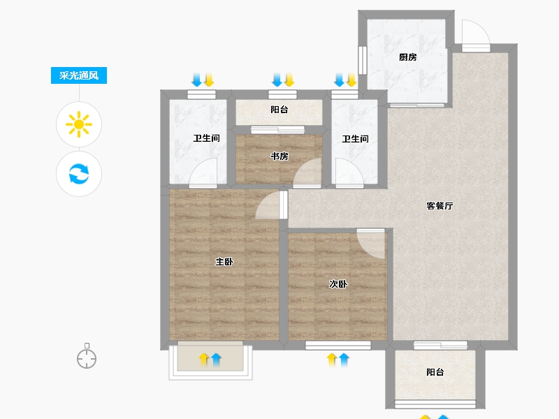 陕西省-咸阳市-新城云境-70.50-户型库-采光通风