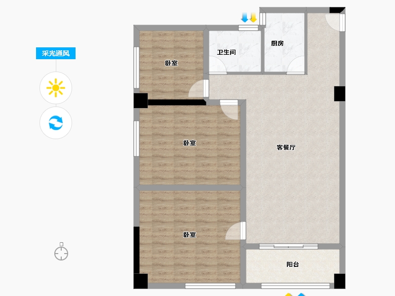 河南省-南阳市-财富公馆二期-94.79-户型库-采光通风