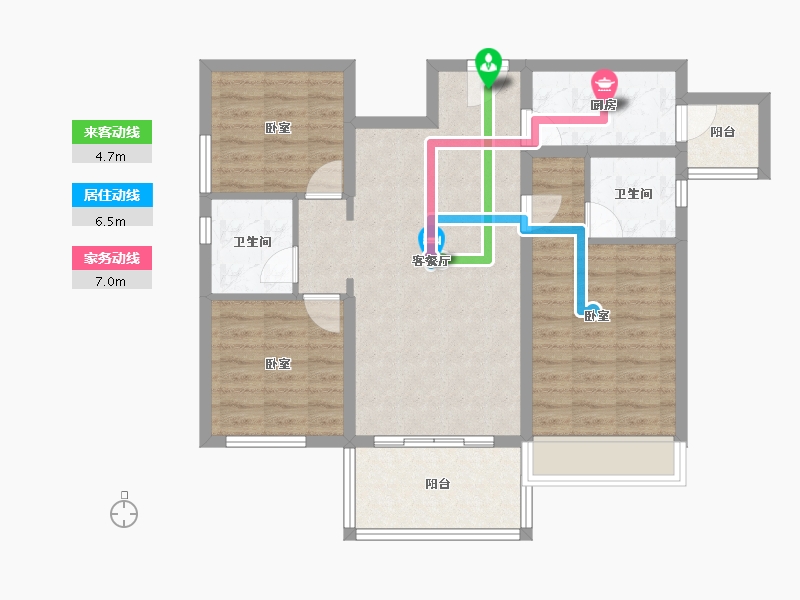 河南省-南阳市-森雷京豫华庭-82.57-户型库-动静线