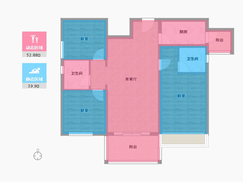 河南省-南阳市-森雷京豫华庭-82.57-户型库-动静分区