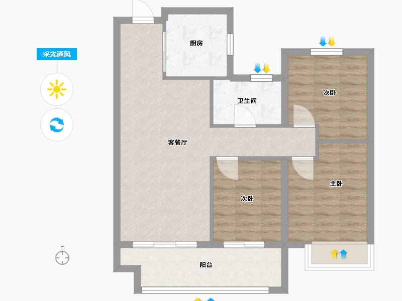 陕西省-咸阳市-新城云境-71.88-户型库-采光通风