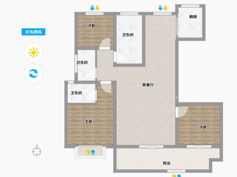 河南省-驻马店市-建业薄山府-113.73-户型库-采光通风