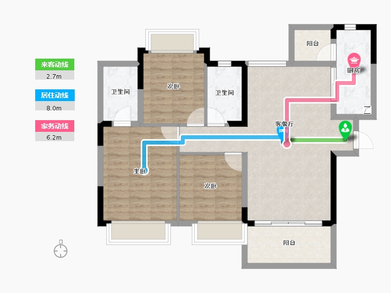 四川省-内江市-邦泰大悦府-86.67-户型库-动静线