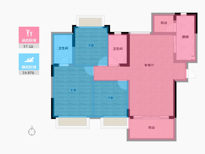 四川省-内江市-邦泰大悦府-86.67-户型库-动静分区