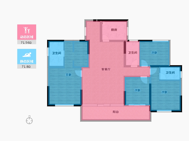 四川省-宜宾市-恒润安宁府-127.42-户型库-动静分区