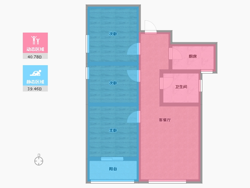 陕西省-咸阳市-颐和名居-70.31-户型库-动静分区