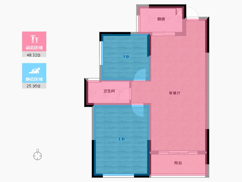 四川省-宜宾市-恒润安宁府-66.45-户型库-动静分区