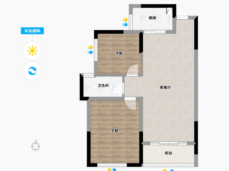 四川省-宜宾市-恒润安宁府-66.45-户型库-采光通风