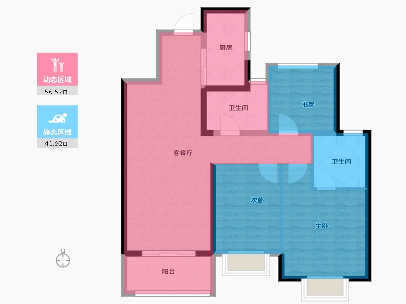 陕西省-咸阳市-吾悦滨河湾-88.16-户型库-动静分区