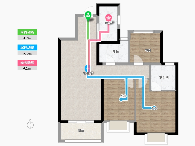 陕西省-咸阳市-吾悦滨河湾-88.16-户型库-动静线