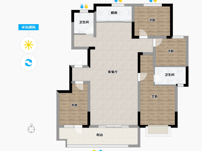 山东省-聊城市-天鸿鼓楼翠庭-123.33-户型库-采光通风