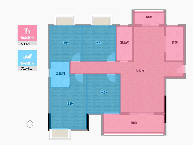 福建省-龙岩市-江南名府-106.40-户型库-动静分区