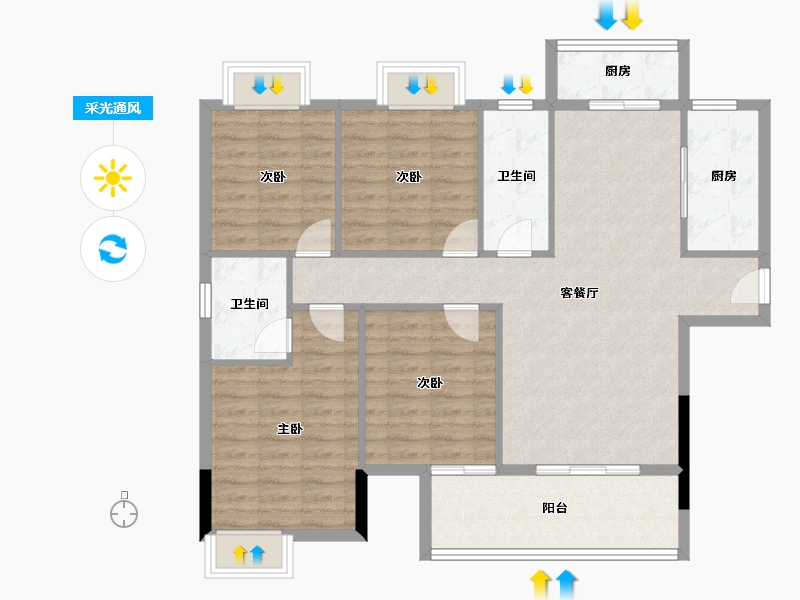 福建省-龙岩市-江南名府-106.40-户型库-采光通风