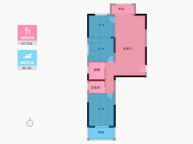 河南省-南阳市-财富公馆二期-92.59-户型库-动静分区