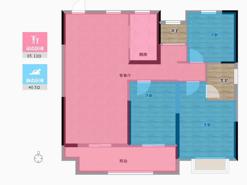 河南省-驻马店市-置地南苑-102.05-户型库-动静分区