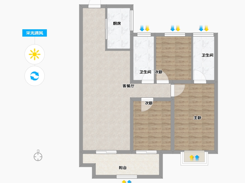 河南省-驻马店市-建业薄山府-89.58-户型库-采光通风