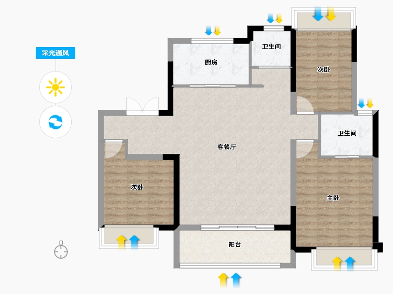 江苏省-镇江市-四季风华-99.63-户型库-采光通风