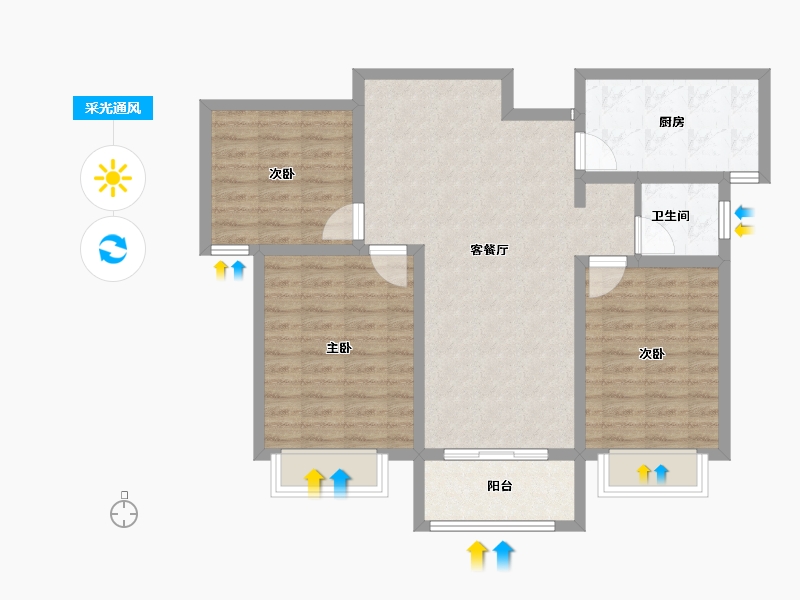 陕西省-咸阳市-乾州壹号-88.00-户型库-采光通风