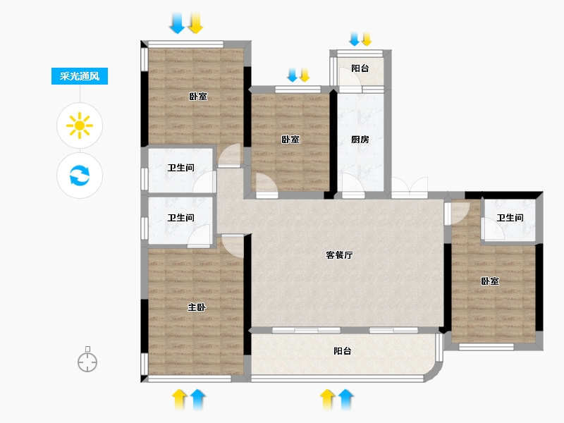 四川省-宜宾市-树高麓院-110.75-户型库-采光通风