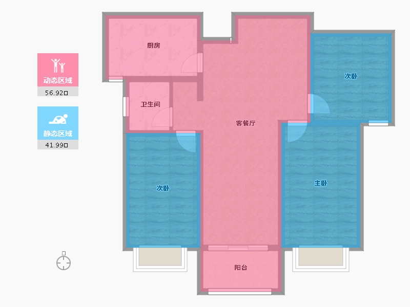 陕西省-咸阳市-乾州壹号-88.30-户型库-动静分区