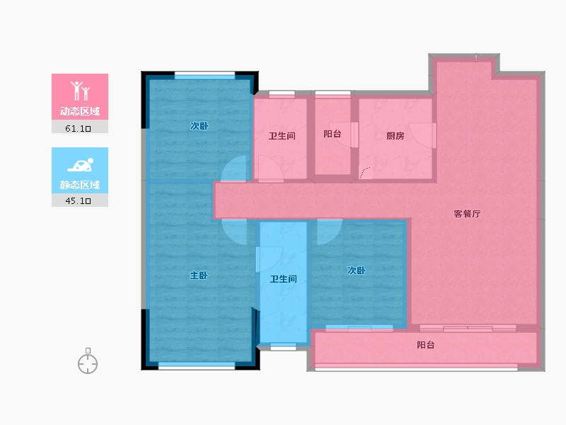 云南省-昆明市-世博生态城蓝湖邻里​-95.53-户型库-动静分区